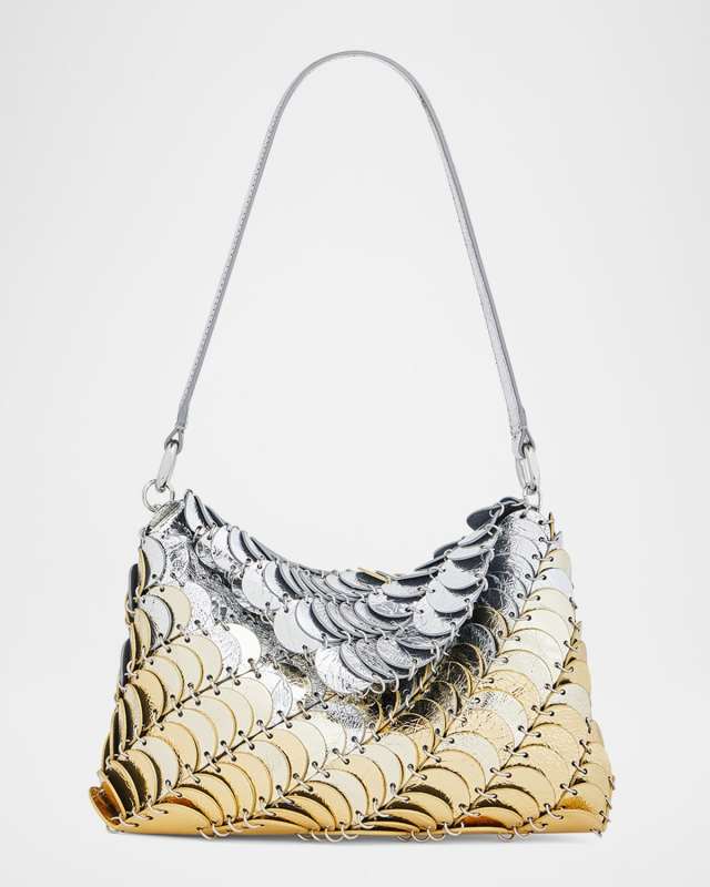 Sac a Main Metallic Disc Leather Shoulder Bag